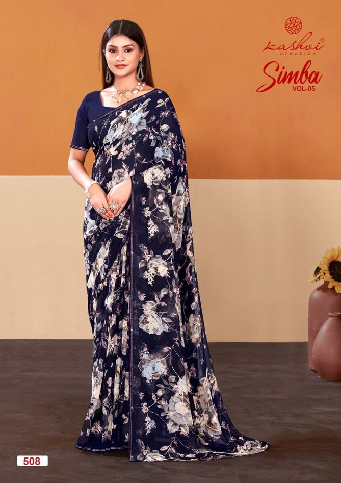 Simba Vol 05 By Kashvi Printed Georgette Sarees Wholesale Shop In Surat